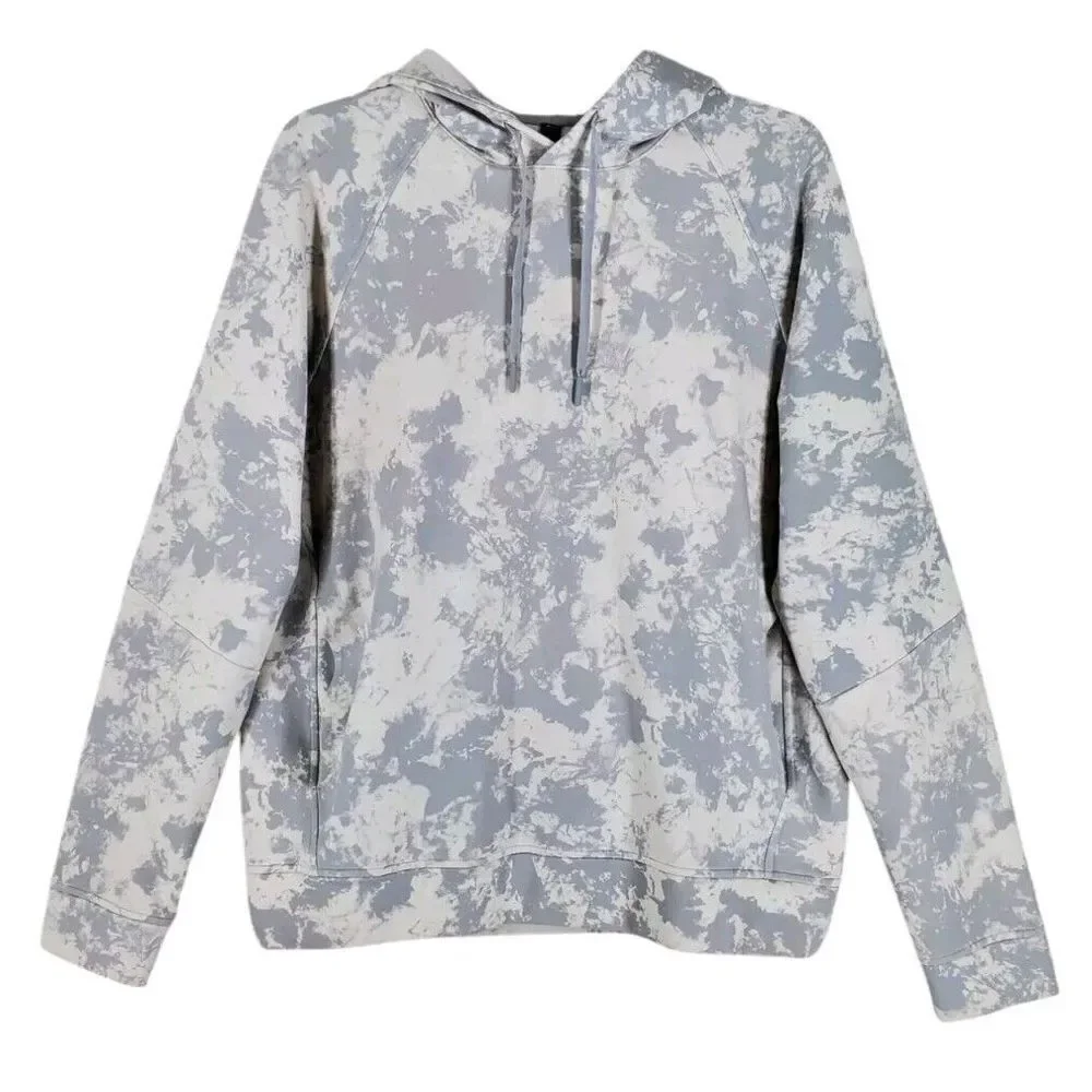 Lululemon City Sweat Pullover Hoodie Mens M Gray White Tie Dye Drawstring - Picture 5 of 15